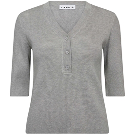 Haute L'Amitie Piccolo SS V-Rib Knit, Light Grey Melange